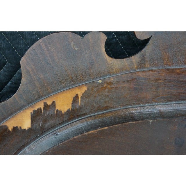 Antique Victorian Renaissance Revival Walnut Burl Arched Full Size Headboard For Sale - Image 17 of 17