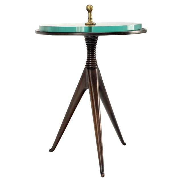 Tripod Legs Base Thick Glass Top Round Butler Serving Side End Table