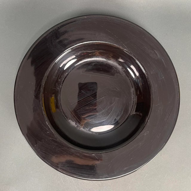 Mid-Century Modern Vintage Dudson Artisan Vitrified Round Deep Rim Black Soup Plate, Made in England For Sale - Image 3 of 11