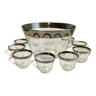 Dorothy Thorpe Punch Bowl & Glasses - Set of 11 For Sale