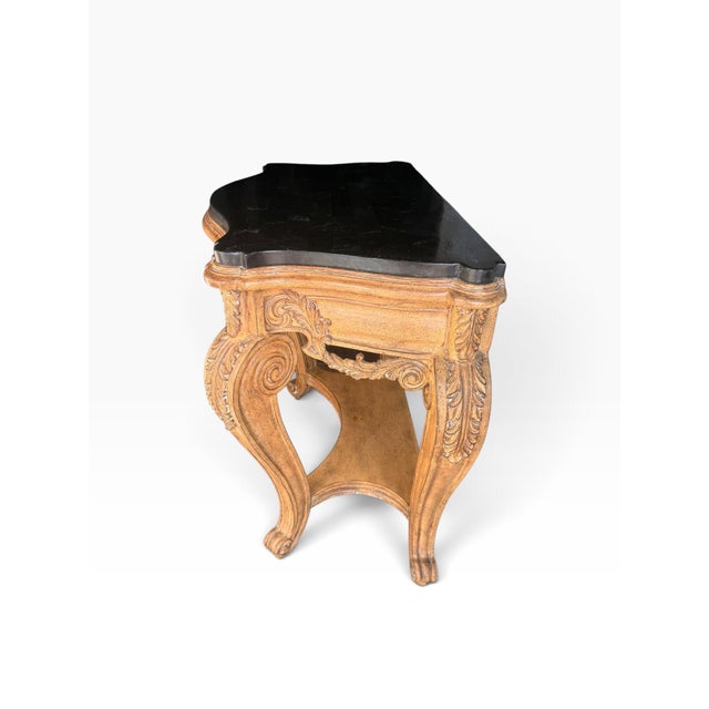 Late 20th Century Vintage French Provincial Rococo Style Console Table With Tessellated Stone Top For Sale - Image 5 of 13