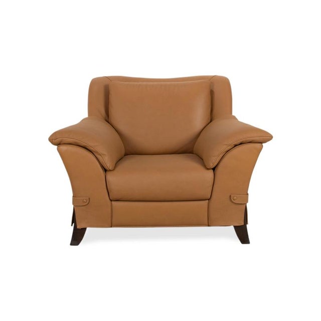 Cognac Leather Armchair from Natuzzi For Sale - Image 11 of 15