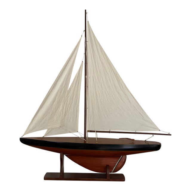 Vintage Triple Sail Coastal Scale Model of Sail Boat For Sale