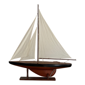 Vintage Triple Sail Coastal Scale Model of Sail Boat