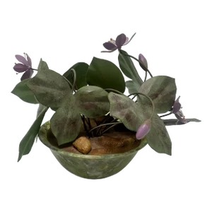 Vintage Jade Bowl With Tole Flowers