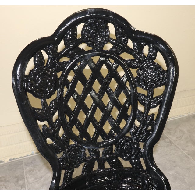 Mid 20th Century American Cast Iron Rose Garden Bistro Set, Table and Two Chairs, 3 Pieces For Sale - Image 9 of 18