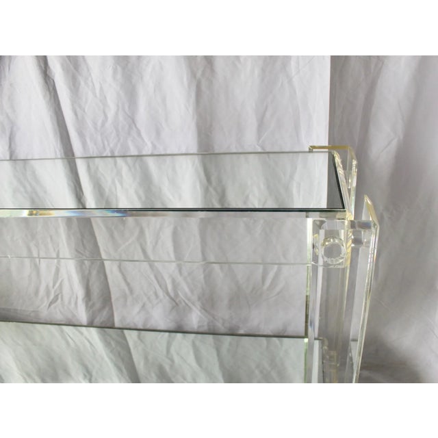 1970s Karl Springer Style Vintage Mid Century Modern Lucite Console Table Knot Detail For Sale - Image 5 of 12