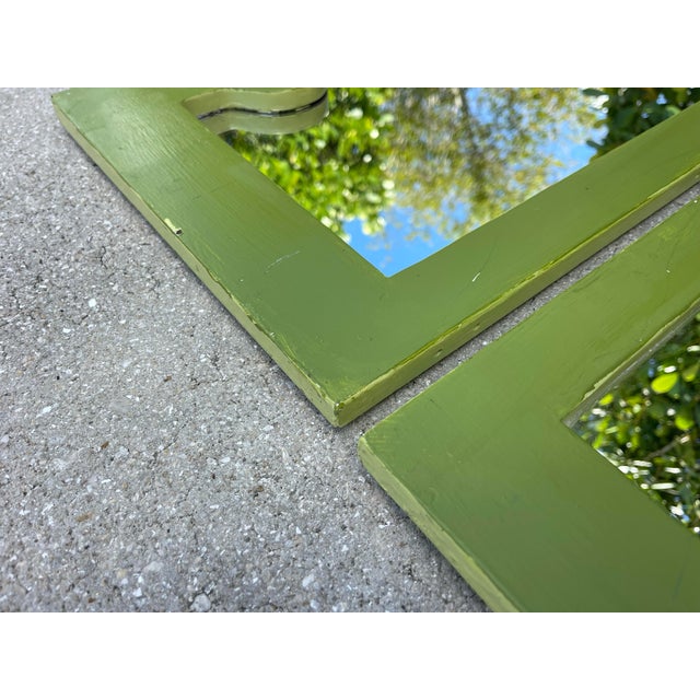 Vintage Palm Beach Style Olive Green Architectural Mirrors – Pair For Sale - Image 9 of 15