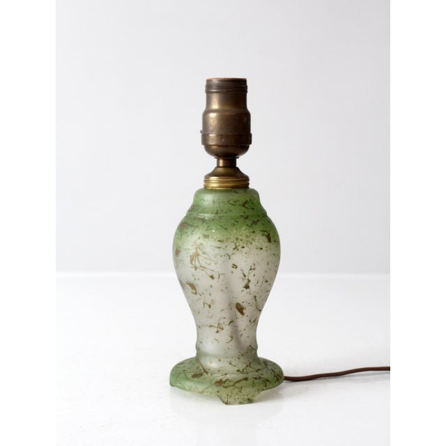 1930s Vintage 1930s Green Glass Table Lamp For Sale - Image 5 of 13