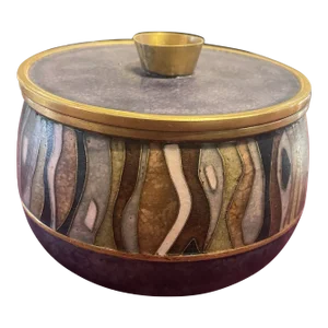 Vintage Mid-Century Modern Lidded Enamel Jar by Kathe’ Ruckenbrod