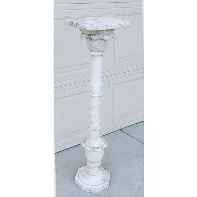 Antique Italian Calcutta Marble Carved Column Pedestal Display Plant Stand For Sale - Image 11 of 12