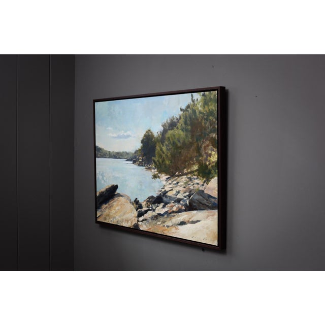 Contemporary The Light That Falls by Jon Doran | Oil on Panel Sheltered Cornish Inlet in Summer For Sale - Image 9 of 10