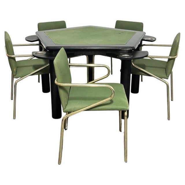 Modern Game Table Set and Chairs, 1970s, Set of 6 For Sale - Image 14 of 14