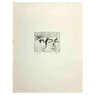 Enotrio Pugliese, Portrait, 1970s, Etching For Sale