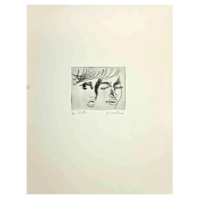 Enotrio Pugliese, Portrait, 1970s, Etching For Sale