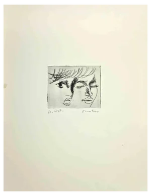 Enotrio Pugliese, Portrait, 1970s, Etching
