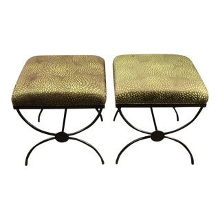 Maison Jansen Style Curule Benches with Missoni Fabric - A Pair For Sale
