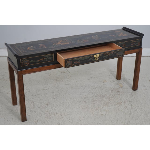 Chinoiserie Drexel Chinoiserie Decorated 1 Drawer Console Sofa Table For Sale - Image 3 of 18