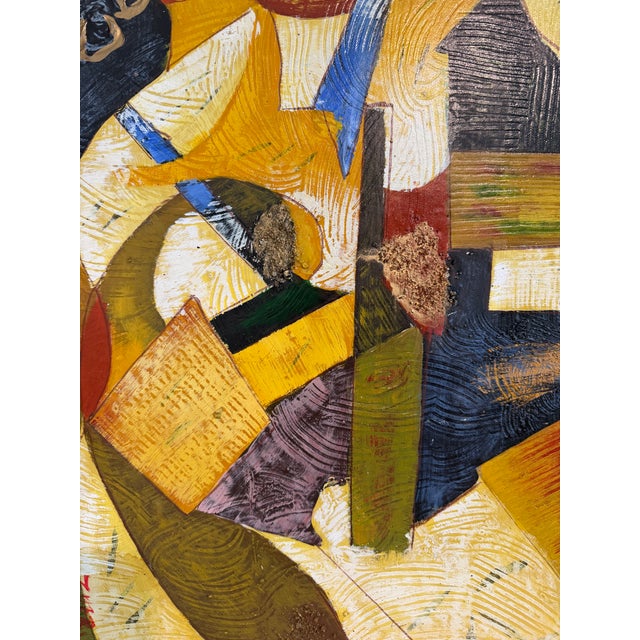 Paint Alena Kalen Modern Geometric Original Abstract Oil Painting Cubist Reverie” Coa For Sale - Image 7 of 9