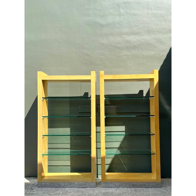 Contemporary Vintage Maple and Chrome Etagere After Karl Springer - A Pair For Sale - Image 3 of 13