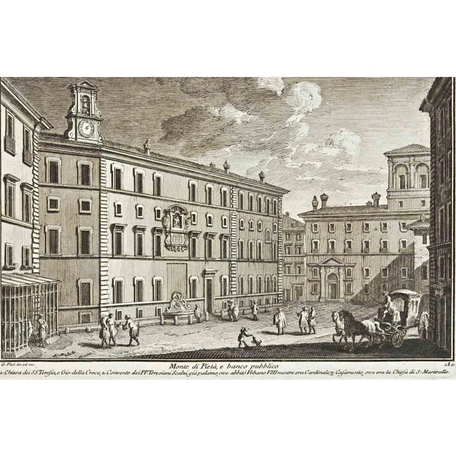 After Giuseppe Vasi, Monte di Pieta e banco Pubblico, Etching, 18th Century For Sale