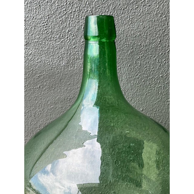 Vintage Green Glass Demijohn Bottle For Sale - Image 10 of 14