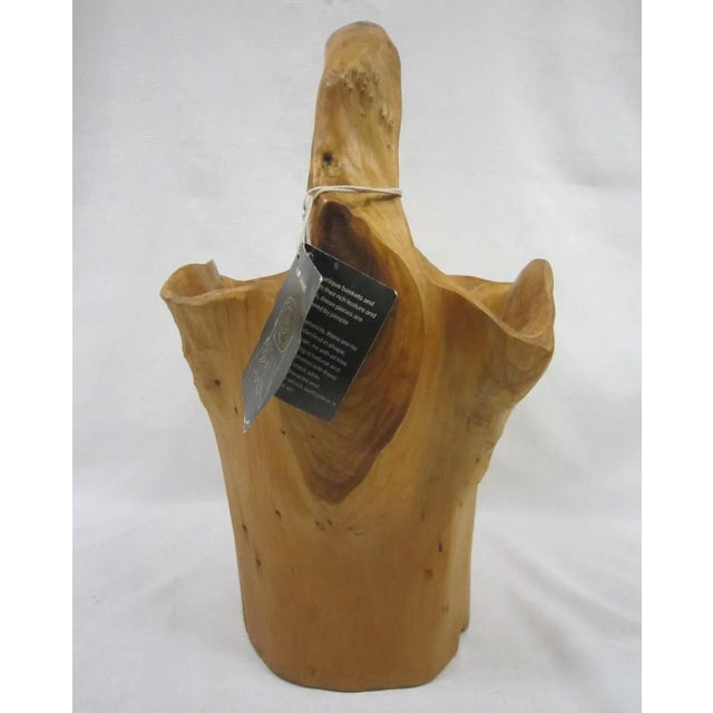 Brown Tall Burlwood Sculpture, Bucket For Sale - Image 8 of 10