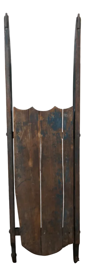 Antique Primitive Folk Art Wood & Iron Childrens Sled Sleigh Toboggan