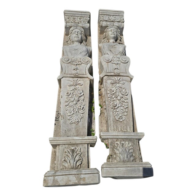 Large Caryatid Sculptures, Late 20th Century, Marble, Set of 2 For Sale