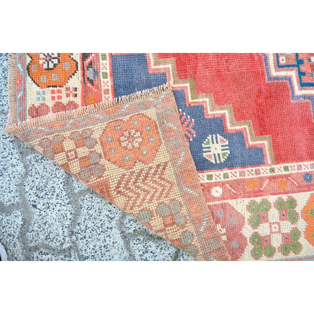 1960s Vintage Red Wool Rug For Sale - Image 10 of 11