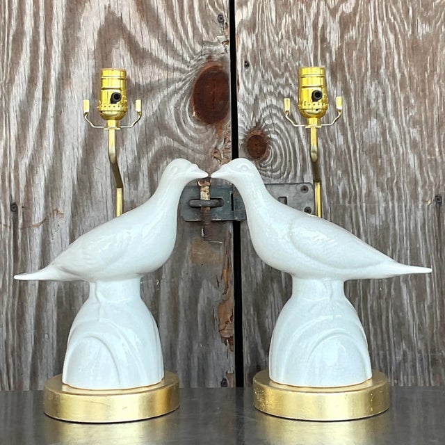 Vintage Late 20th Century Boho Love Bird Lamps - a Pair For Sale In West Palm - Image 6 of 6