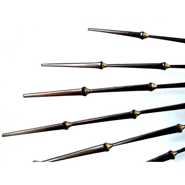 1960s Vintage Ron Schmidt Iron and Brass Pinwheel Sunburst Nail Wall Sculpture For Sale In San Francisco - Image 6 of 12