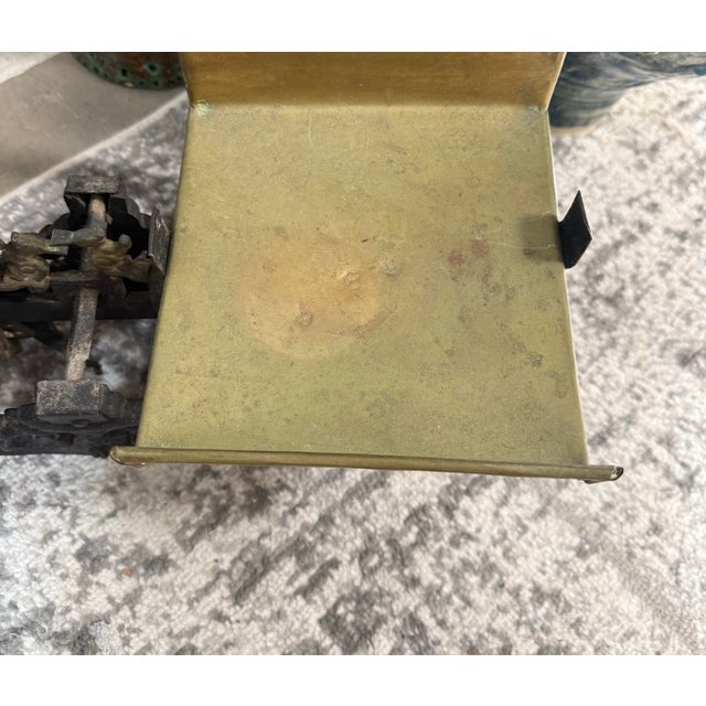 1910s Rare Antique Cast Iron Balance Scale & 2 Copper Pans. For Sale - Image 5 of 5