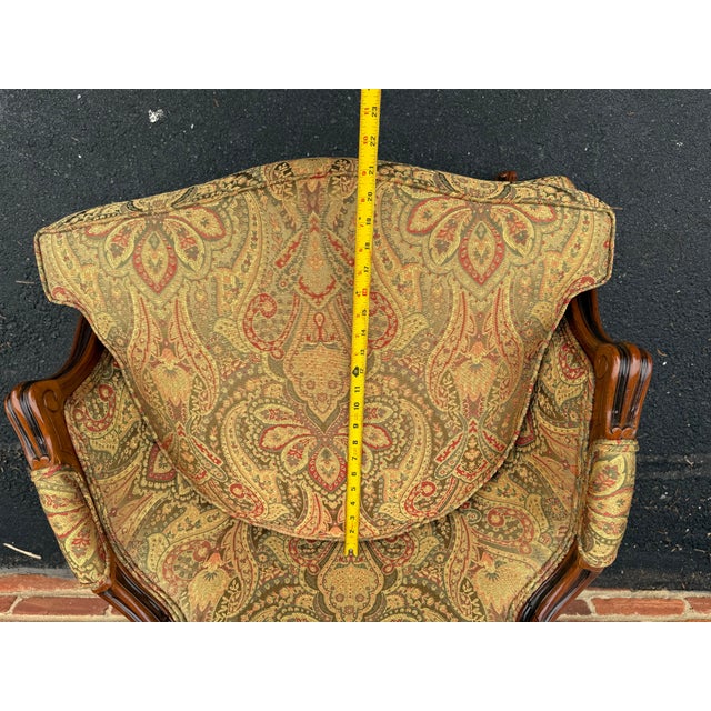 Ethan Allen Pair of Vintage Ethan Allen French Louis XVI Style Bergères Armchairs.. Made in Italy For Sale - Image 4 of 17
