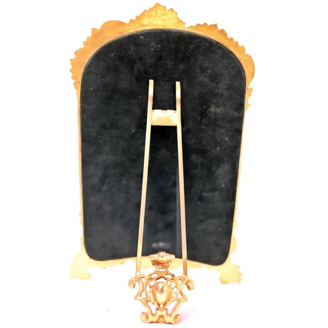 Italian Rococo Gilt Bronze Enaleled Table Mirror For Sale - Image 4 of 9