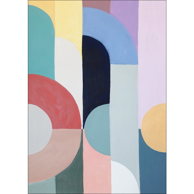 2026, Art Deco Painting Triptych of Subtle Sway, Acrylic Paint on Watercolor Paper, Vivid Tones by Natalia Roman For Sale - Image 4 of 11