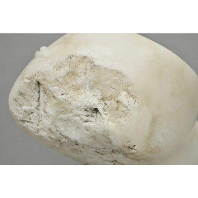 Vintage Modernist Abstract Carved Alabaster Marble Female Bust Figure Sculpture For Sale - Image 11 of 18