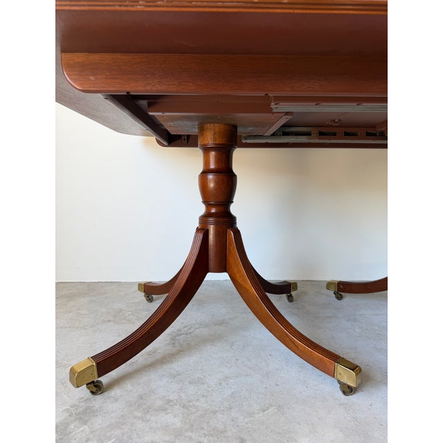 Vintage Baker Furniture Georgian Style Double Pedestal Extension Dining Table For Sale - Image 9 of 18