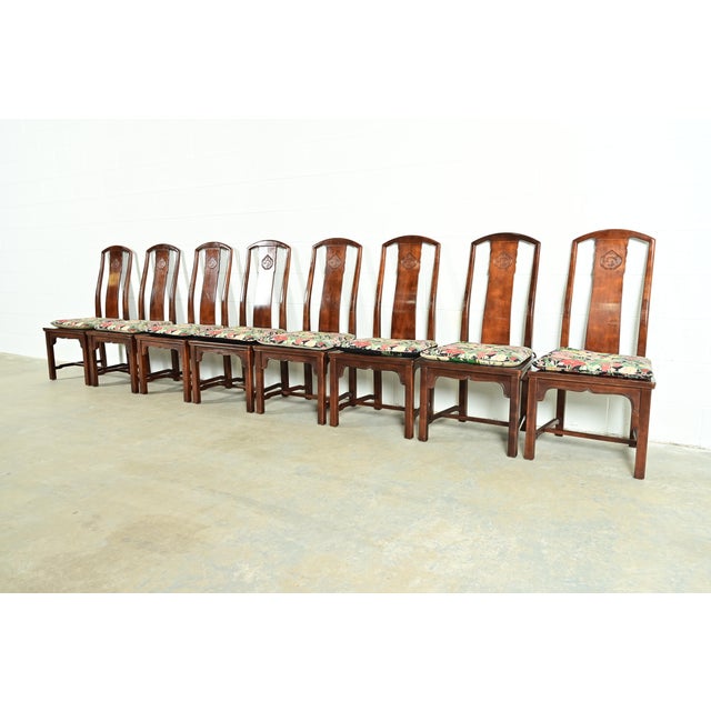Henredon Hollywood Regency Chinoiserie Sculpted Mahogany Dining Chairs, Set of Eight For Sale - Image 17 of 17