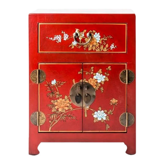 Asian Shanxi Hand Painted Motif Red For Sale