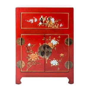 Asian Shanxi Hand Painted Motif Red