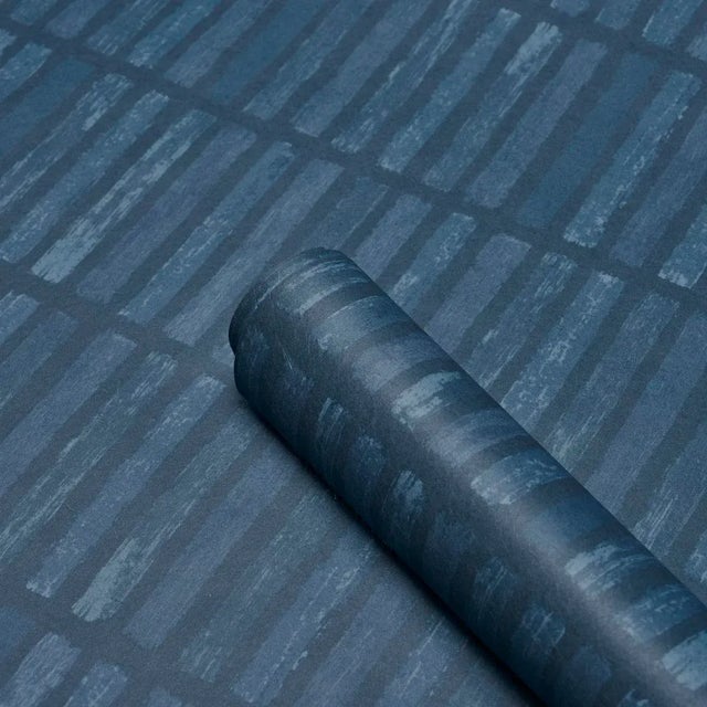 Schumacher SAMPLE - Schumacher X Backdrop Wabi-Sabi Wallpaper In Dark Blue For Sale - Image 4 of 5