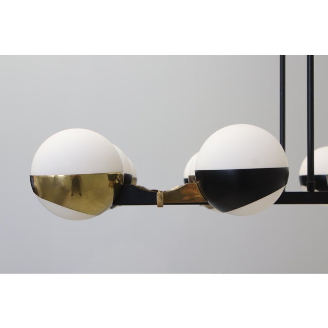 Vintage 12-Light Opal Glass and Metal Pendant Lamp from Stilnovo, 1958 For Sale - Image 13 of 18