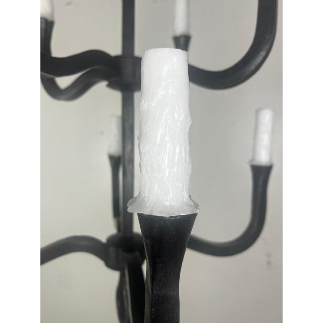 Spanish Two-Tier Wrought Iron Chandelier by Melissa Levinson For Sale - Image 3 of 7