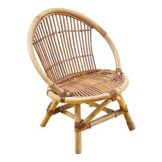 Small Vintage Bamboo Armchair For Sale