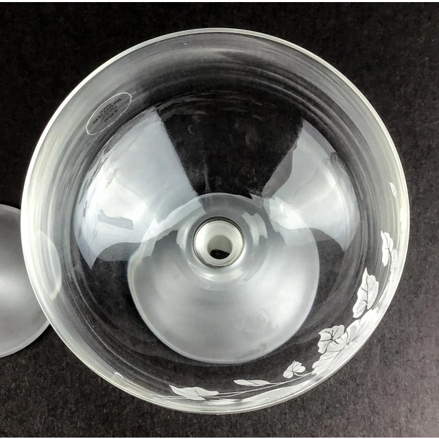 Glass Vintage Full Lead Crystal Champagne Glasses Hummingbird Motif For Sale - Image 7 of 13