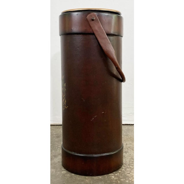 Mid 20th Century Vintage Royal Crest Leather Umbrella Stand With Handle For Sale - Image 5 of 10