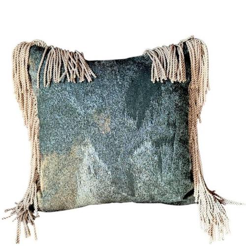 Yael – featuring a premium linen with a printed tapestry pattern on one side and a lightweight jacquard in shades of blue...