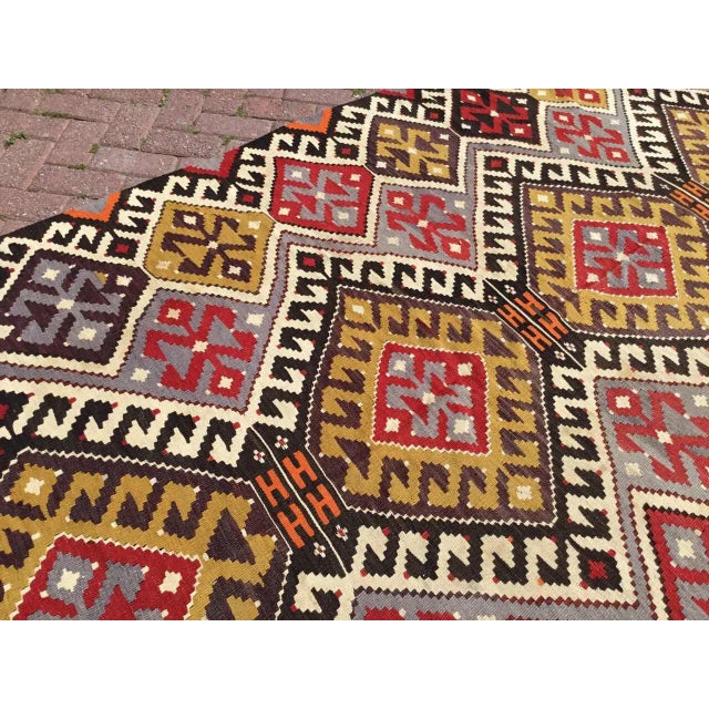 Red Vintage Turkish Kilim Runner - 67" X 161" For Sale - Image 8 of 10