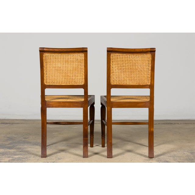 1940s French Provincial Walnut & Cane Dining Chairs, Set of 6 For Sale - Image 18 of 18